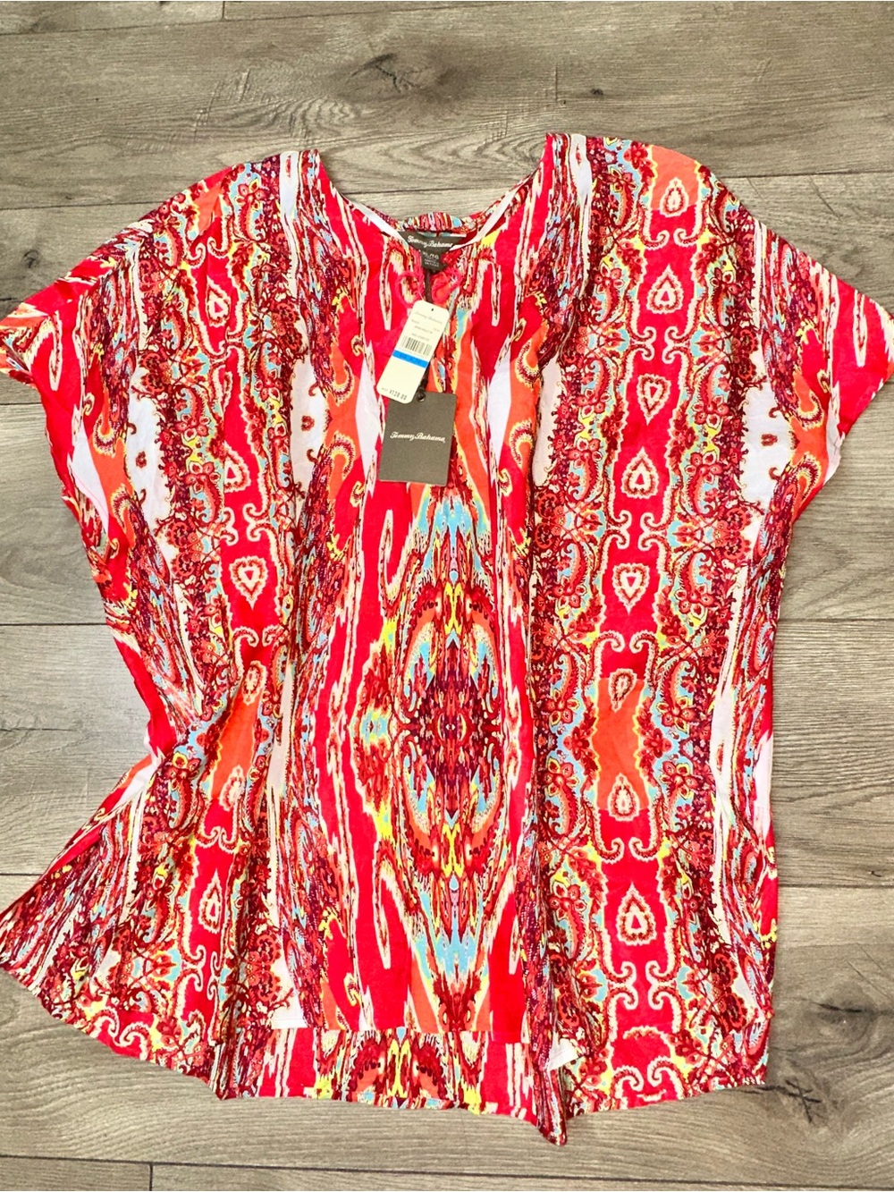 Tommy Bahama Red Multicolor Paisley Tunic